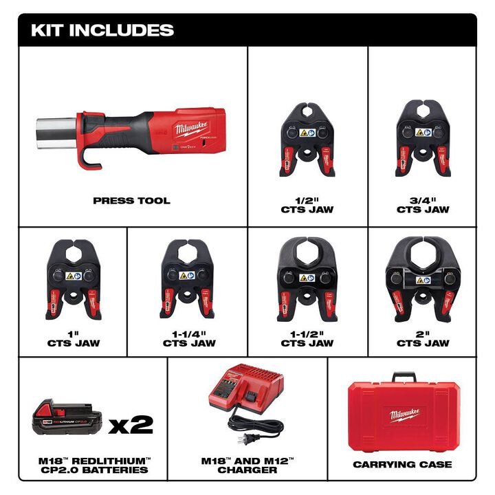 Milwaukee M18 FORCE LOGIC Press Tool with ONE-KEY with 1/2inch-2inch CTS Jaws - Image 2