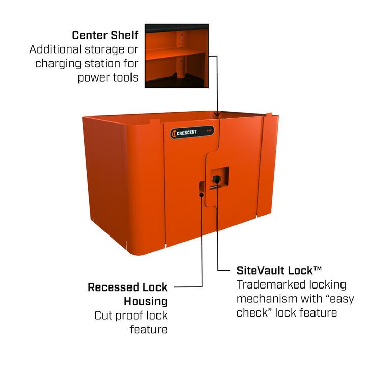 Crescent RAILWORKS 2 Shelf Industrial Utility Cart with 5 Inch Hard Casters and Double Door Lockable Security Panel - Image 3