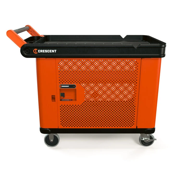 Crescent RAILWORKS 2 Shelf Industrial Utility Cart with 5 Inch Hard Casters and Mesh Single Door Lockable Storage