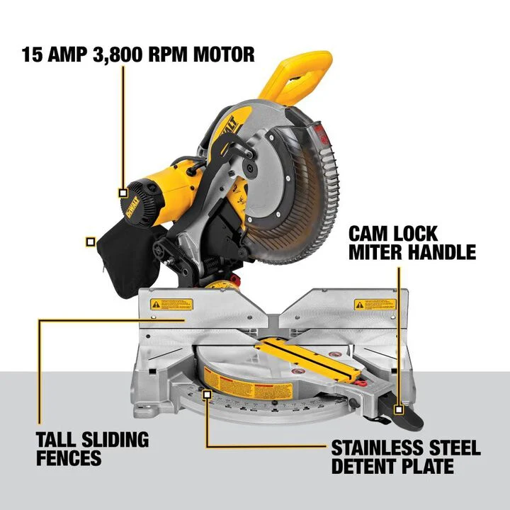DEWALT 12 Inch 15 Amp Dual Bevel Compound Miter Saw & Saw Stand Bundle - Image 2