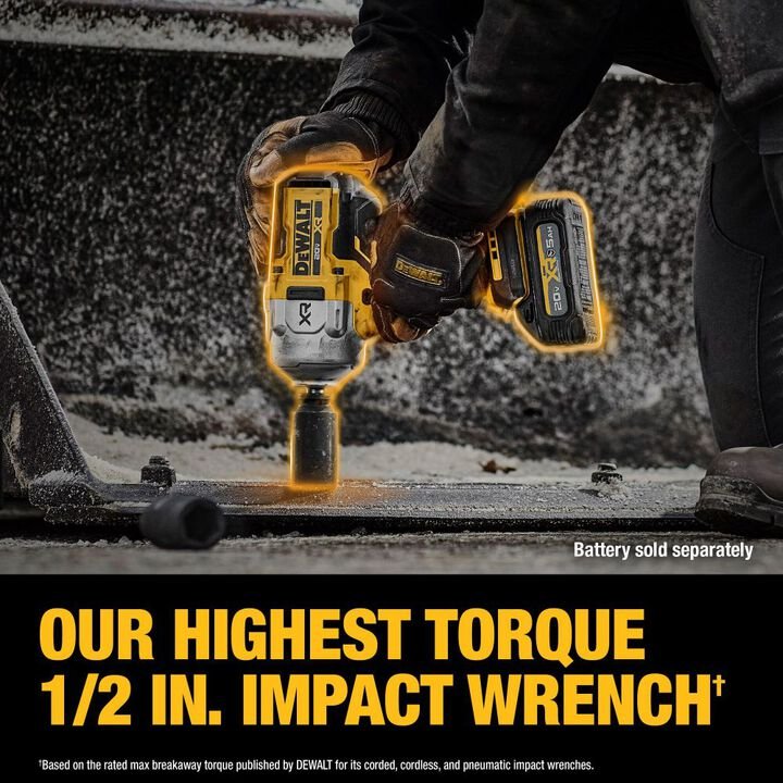 DEWALT 20V MAX XR 1/2 Inch Impact Wrench with Hog Ring (Bare Tool) - Image 3