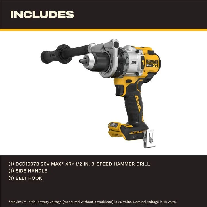 DEWALT 20V MAX XR Brushless Cordless 1/2 Inch Hammer Drill (Bare Tool) - Image 3