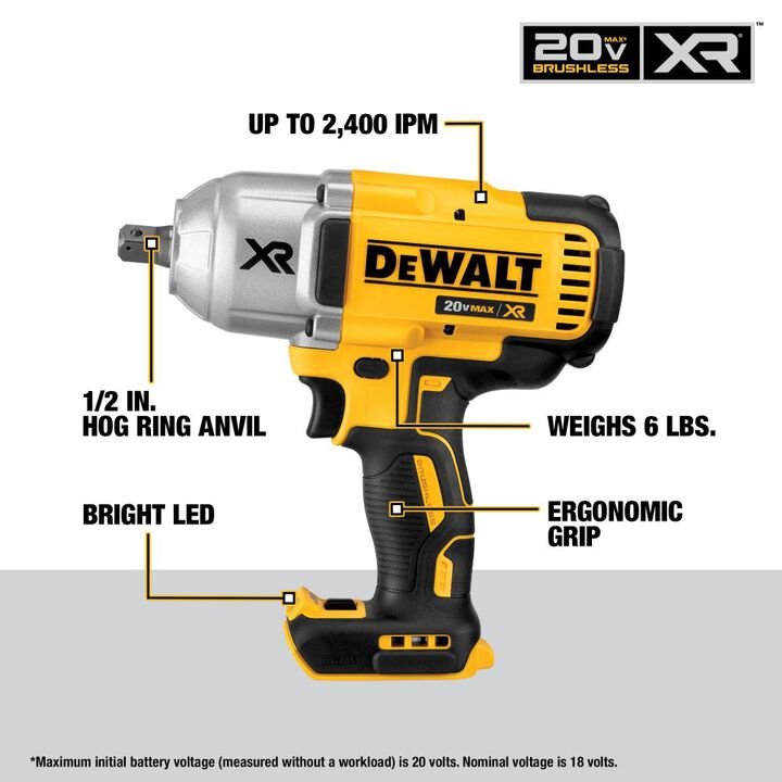 DEWALT 20V MAX XR High Torque 1/2 Inch Impact Wrench (Bare Tool) - Image 2