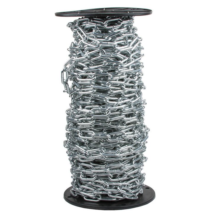Forney Industries Straight Link Coil Chain, Zinc-Plated, Number 2/0 x 125 Ft.