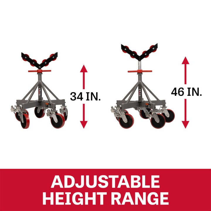 JET 5-Leg Pipe Jack Stand with Casters and Steel Rollers - Image 3