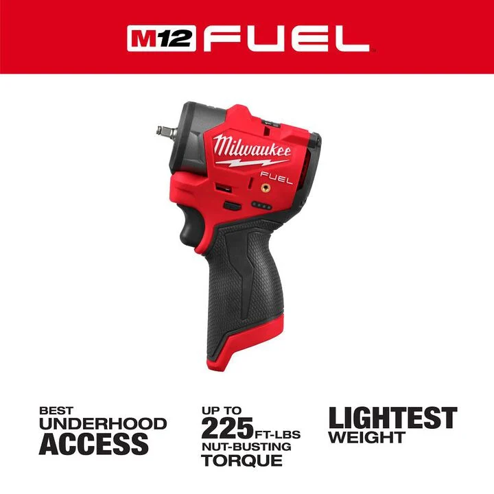 Milwaukee M12 FUEL 3/8 Inch Subcompact Impact Wrench with Friction Ring (Bare Tool) - Image 2