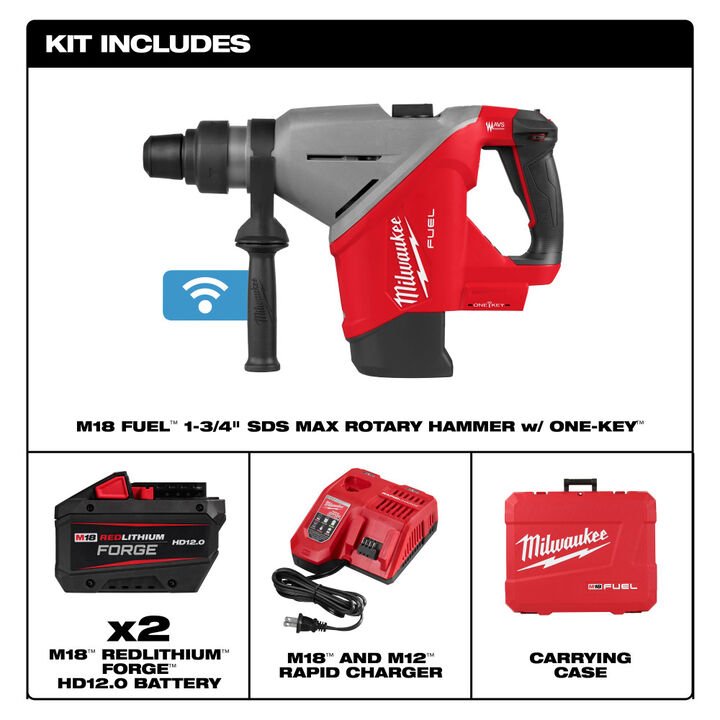 Milwaukee M18 FUEL 1-3/4 Inch SDS MAX Rotary Hammer with ONE-KEY Kit - Image 3