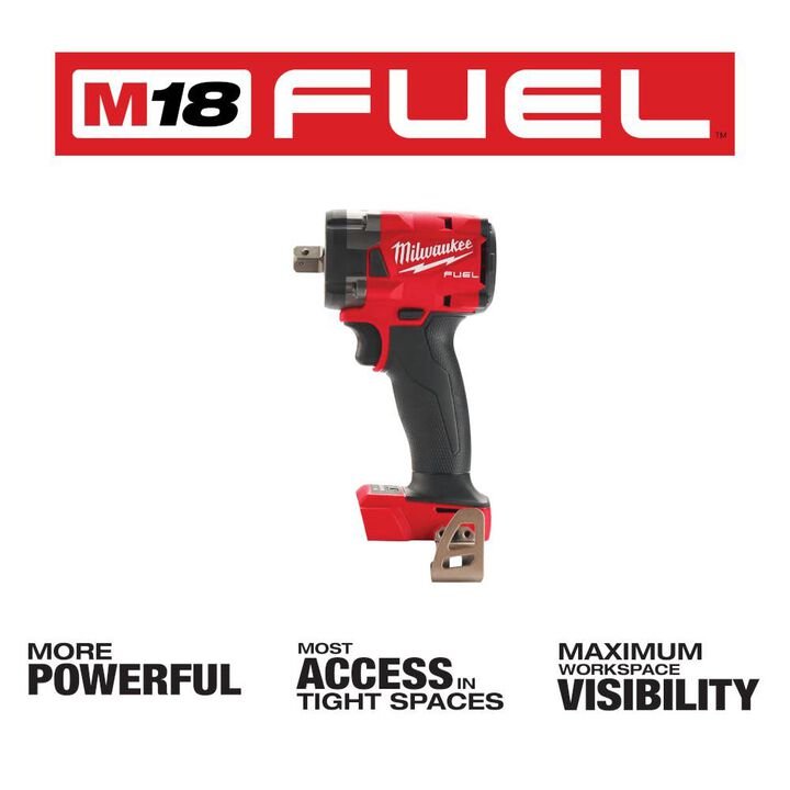 Milwaukee M18 FUEL 1/2 Compact Impact Wrench with Pin Detent (Bare Tool) - Image 3