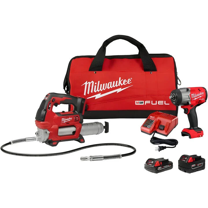Milwaukee M18 FUEL 1/2in HighTorque Impact Wrench & Grease Gun Combo Kit