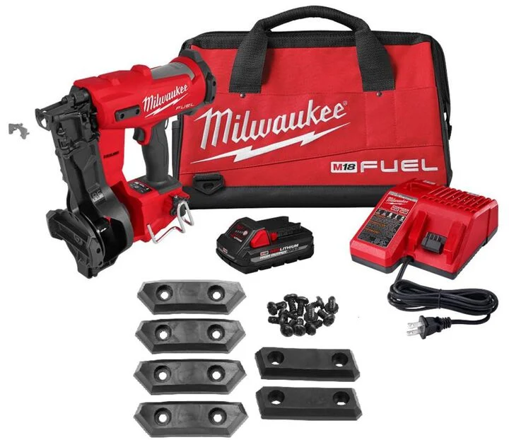 Milwaukee M18 FUEL Coil Roofing Nailer Kit & Replacement Rubber Wear Pad Bundle