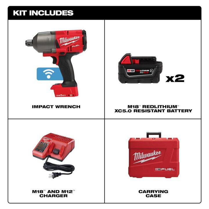 Milwaukee M18 FUEL with ONE-KEY High Torque Impact Wrench 3/4inch Friction Ring Kit - Image 2