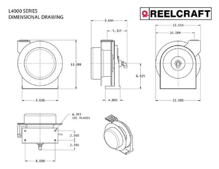Reelcraft 12/3 45 ft. Triple Outlet GFCI Power Cord Reel - Image 2
