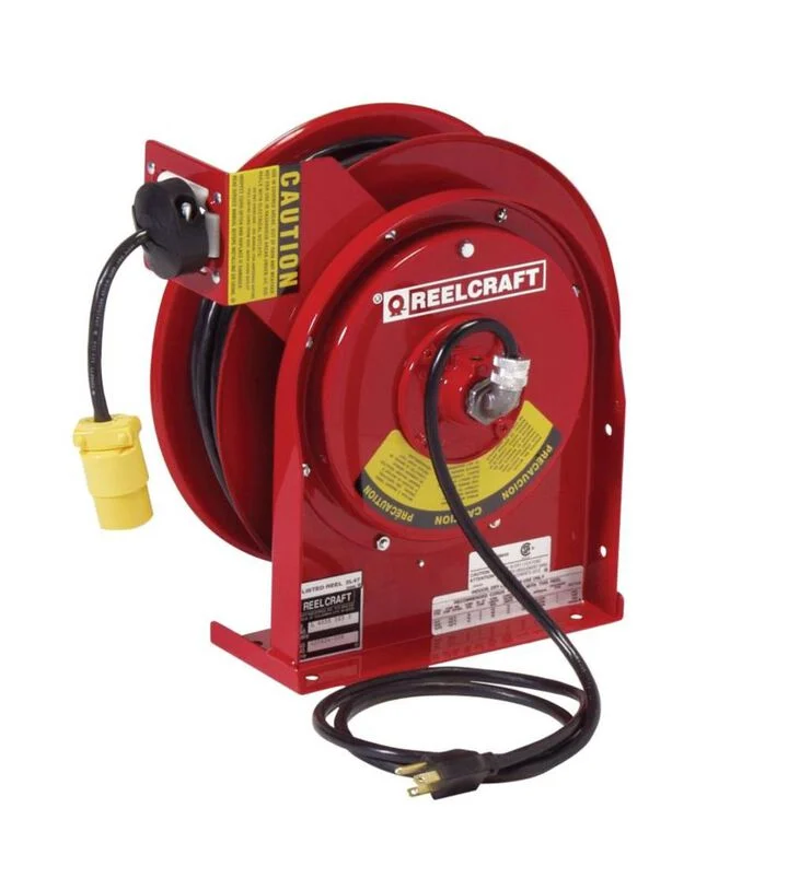 Reelcraft 45 Ft. Single Receptacle Spring Retractable Power Cord Reel Steel