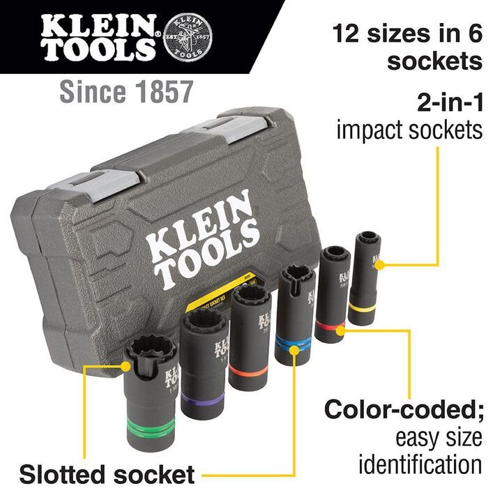 Klein Tools 2-In-1 Slotted Socket Set 6 Piece - Image 2
