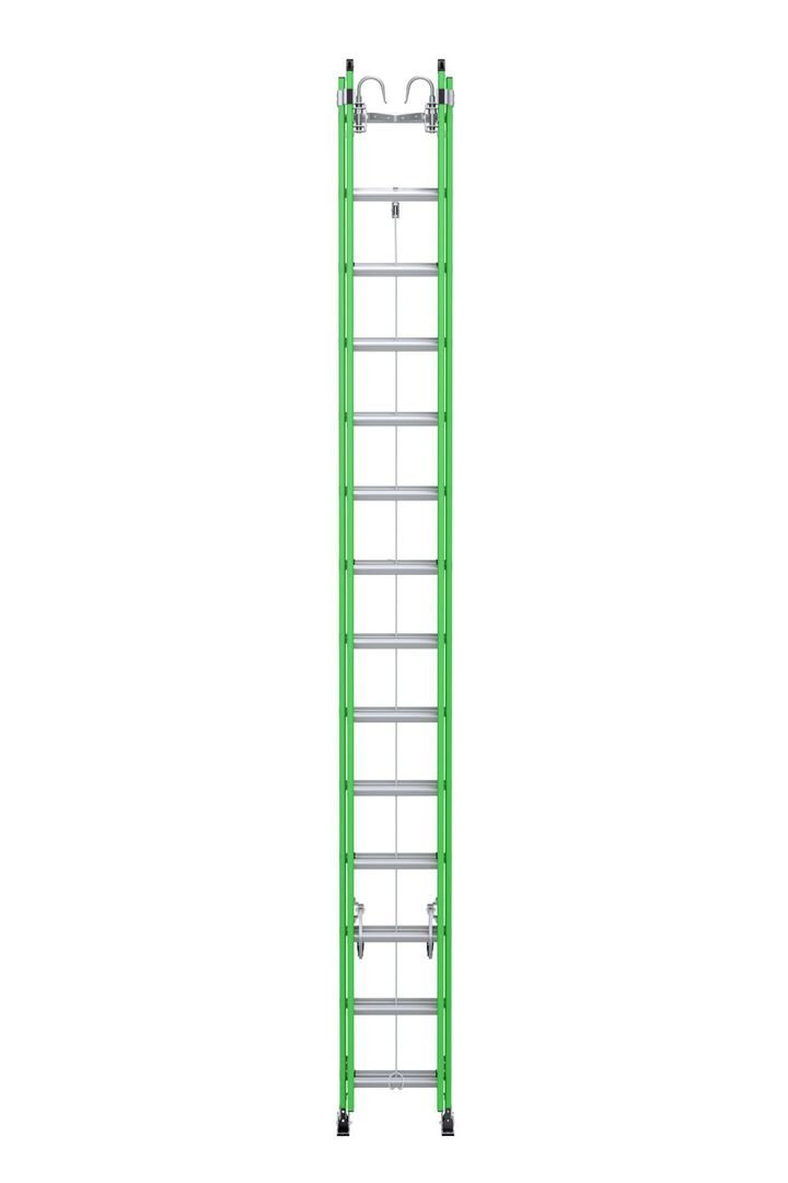 Werner AERO Extension Ladder 28' IAA FG Box Rail/Tri Rung Cable Hook V Rung - Image 2