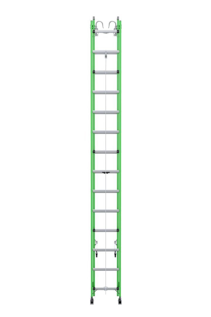 Werner AERO Extension Ladder 28' IAA FG Box Rail/Tri Rung Cable Hook V Rung - Image 3